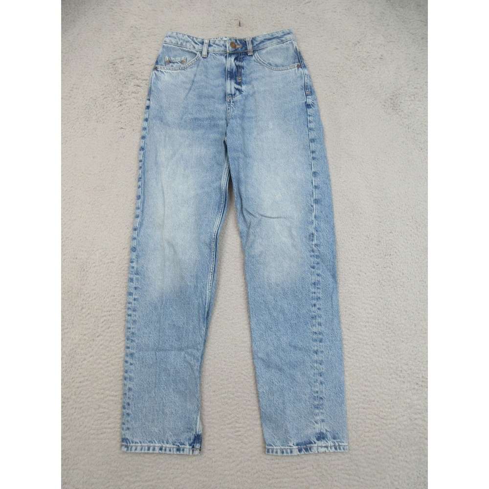 Zara Jeans Womens 0 Blue High Rise Tapered 100% Cotton Light‎ Wash Denim